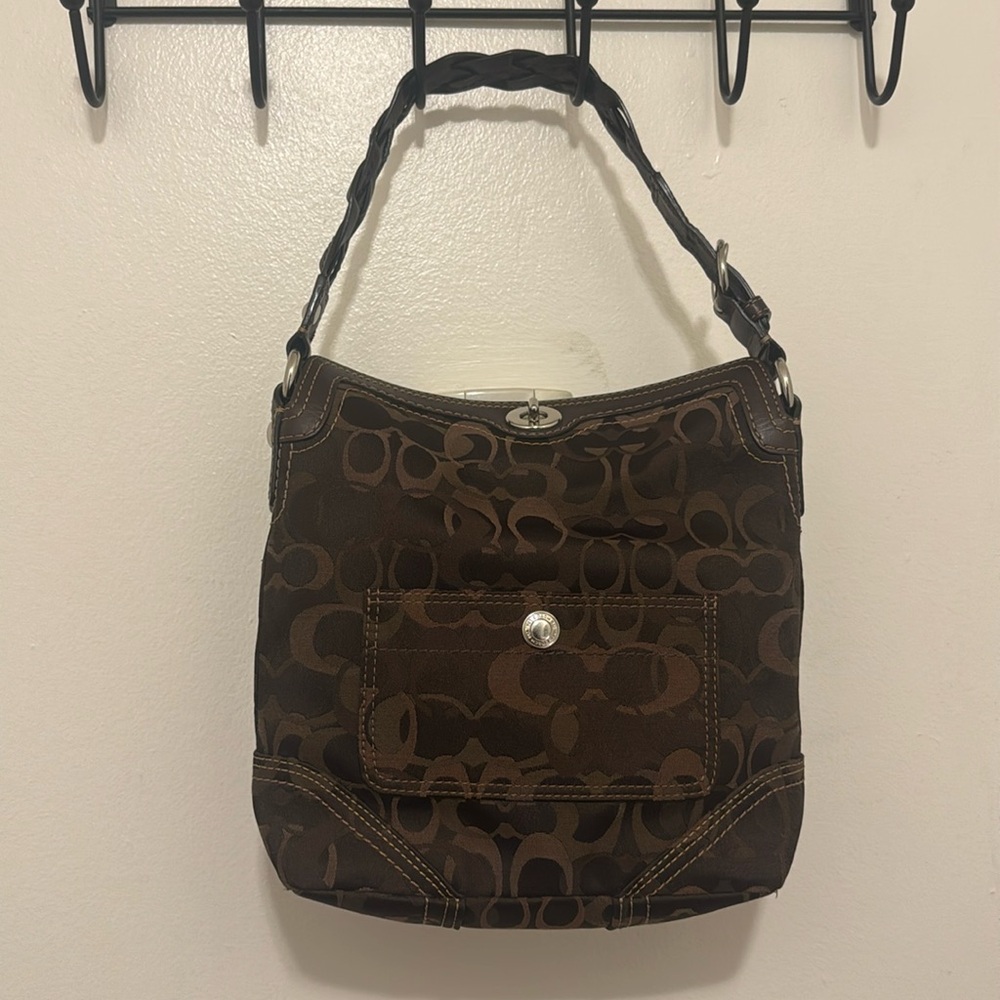 Authentic Coach Chelsea signature monogram hobo shoulder bag